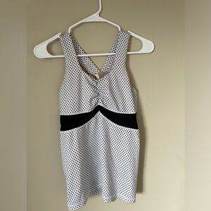 Lululemon black and white polka dot yoga active sport top NWOT size 6